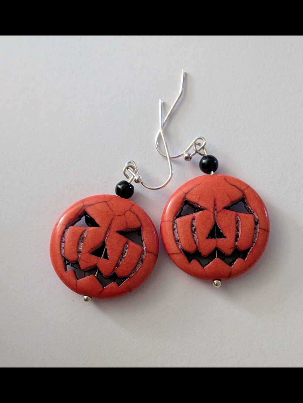 Orange Pumpkin Jack-O'-Lantern Dangle Earrings